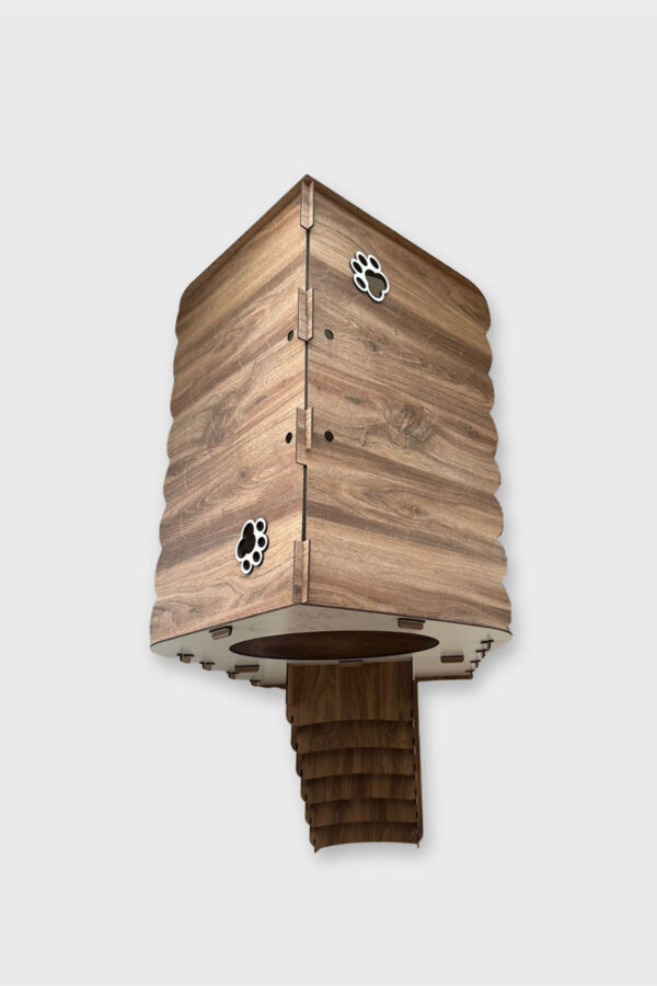 3xl kedi evi ahşap mdf 2 katlı merdivenli 91x92x52cm